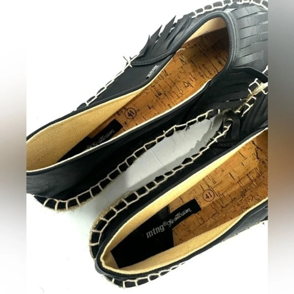 MTNG Black fringe Accent Espadrille Sz 41 (9.5)